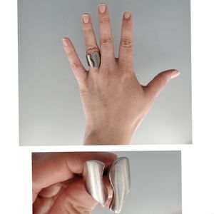 Split Stainless Steel Silvertone Ring